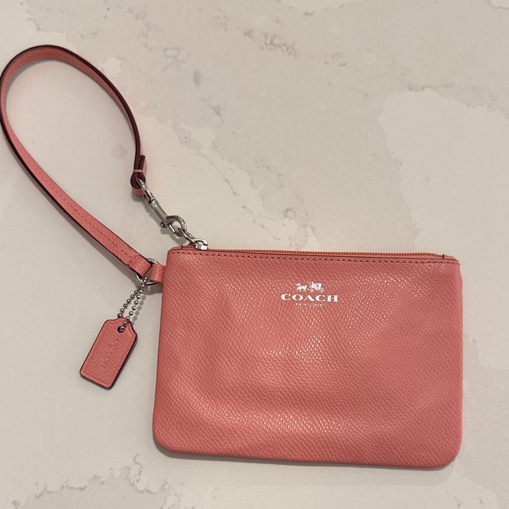 Coach Pink Leather Wristlet Clutch